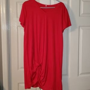 Red dress with knot slit